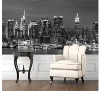 XLMING Three Dimensional Black and White City Architecture Rivers Night Scenes 3D Wallpaper Luxury Home Dining Decor Paste Sofa Living Room The Wall for Bedroom Mural-150cm×105cm