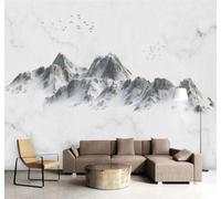 XLMING Three Dimensional Black and White Snow Capped Mountains Birds in Flight Landscape 3D Wallpaper Luxury Silk Study Dining Feature Sofa Grey Bedroom Living Room Tv Decorative Wall-200cm×140cm