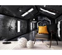 XLMING Three Dimensional Black Tunnel Space Extension 3D Wallpaper Premium Textured Silk Study Dining Living Room Bedroom Sofa TV Wall Easy Install-250cm×170cm