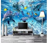 XLMING Three Dimensional Blue Ocean Underwater World School of Fish 3D Wallpaper Premium Textured Silk Study Dining Living Room Bedroom Sofa TV Wall Easy Install-430cm×300cm