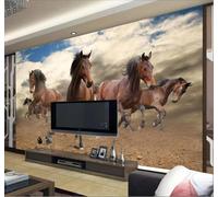 XLMING Three Dimensional Blue Sky White Clouds Galloping Horse 3D Wallpaper Luxury Home Dining Decor Paste Sofa Living Room The Wall for Bedroom Mural-430cm×300cm