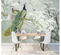 XLMING Three Dimensional Branches Flowers Peacocks Butterflies 3D Wallpaper Luxury Home Dining Decor Paste Sofa Living Room The Wall for Bedroom Mural-400cm×280cm