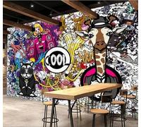 XLMING Three Dimensional Cartoon Street Graffiti Elements 3D Wallpaper Silky Texture Home Study Office Grey Dining Room Sofa Bedroom Living Room TV Backdrop-350cm×256cm