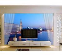 XLMING Three Dimensional City Architecture River Curtains 3D Wallpaper Luxury Silk Study Dining Feature Sofa Grey Bedroom Living Room Tv Decorative Wall-250cm×170cm