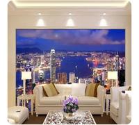XLMING Three Dimensional City Architecture Rivers Nightscape 3D Wallpaper Luxury Silk Study Dining Feature Sofa Grey Bedroom Living Room Tv Decorative Wall-350cm×256cm