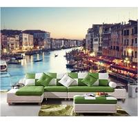 XLMING Three Dimensional City Architecture Rivers Small Boats 3D Wallpaper Premium Textured Silk Study Dining Living Room Bedroom Sofa TV Wall Easy Install-200cm×140cm