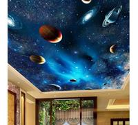 XLMING Three Dimensional Colourful Starry Sky Planets Stars 3D Wallpaper Silky Texture Home Study Office Grey Dining Room Sofa Bedroom Living Room TV Backdrop-400cm×280cm