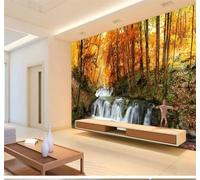XLMING Three Dimensional Cosy Beautiful Yellow Leaves Woodland Landscape 3D Wallpaper Silky Texture Home Study Office Grey Dining Room Sofa Bedroom Living Room TV Backdrop-200cm×140cm