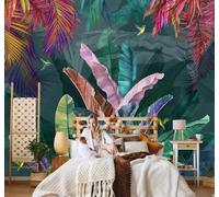 XLMING Three Dimensional Creative Colourful Leaves Birds in Flight 3D Wallpaper Premium Textured Silk Study Dining Living Room Bedroom Sofa TV Wall Easy Install-150cm×105cm