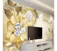 XLMING Three Dimensional Creative Golden Flowers Butterflies 3D Wallpaper Luxury Home Dining Decor Paste Sofa Living Room The Wall for Bedroom Mural-150cm×105cm