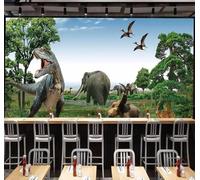 XLMING Three Dimensional Dinosaurs Elephants Trees Grasslands 3D Wallpaper Premium Textured Silk Study Dining Living Room Bedroom Sofa TV Wall Easy Install-430cm×300cm