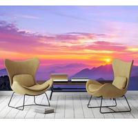 XLMING Three Dimensional Elegant Sunset Sky Mountain Peaks 3D Wallpaper Premium Textured Silk Study Dining Living Room Bedroom Sofa TV Wall Easy Install-200cm×140cm