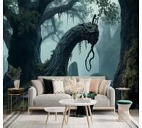 XLMING Three Dimensional Forest Ancient Trees Mist Natural Landscape 3D Wallpaper Silky Texture Home Study Office Grey Dining Room Sofa Bedroom Living Room TV Backdrop-430cm×300cm