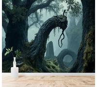 XLMING Three Dimensional Forest Ancient Trees Mist Natural Scenery 3D Wallpaper Premium Textured Silk Study Dining Living Room Bedroom Sofa TV Wall Easy Install-200cm×140cm