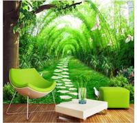 XLMING Three Dimensional Fresh Beautiful Bamboo Grove Path 3D Wallpaper Silky Texture Home Study Office Grey Dining Room Sofa Bedroom Living Room TV Backdrop-350cm×256cm