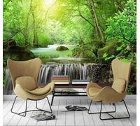 XLMING Three Dimensional Fresh Forest Waterfall Landscape 3D Wallpaper Premium Textured Silk Study Dining Living Room Bedroom Sofa TV Wall Easy Install-150cm×105cm