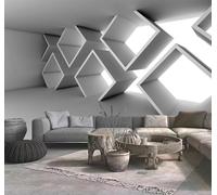 XLMING Three Dimensional Geometric Architecture Expanding Space Art 3D Wallpaper Silky Texture Home Study Office Grey Dining Room Sofa Bedroom Living Room TV Backdrop-200cm×140cm