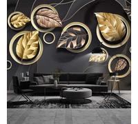 XLMING Three Dimensional Geometric Circular Plants Leaves 3D Wallpaper Premium Textured Silk Study Dining Living Room Bedroom Sofa TV Wall Easy Install-250cm×170cm