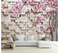 XLMING Three Dimensional Geometric Grid Flowers and Birds Trees 3D Wallpaper Luxury Home Dining Decor Paste Sofa Living Room The Wall for Bedroom Mural-430cm×300cm