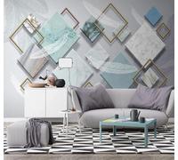 XLMING Three Dimensional Geometric Square White Feathers 3D Wallpaper Luxury Silk Study Dining Feature Sofa Grey Bedroom Living Room Tv Decorative Wall-400cm×280cm