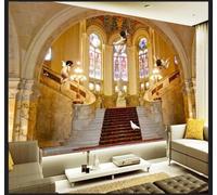 XLMING Three Dimensional Gold Luxurious Palace Angel 3D Wallpaper Luxury Silk Study Dining Feature Sofa Grey Bedroom Living Room Tv Decorative Wall-350cm×256cm