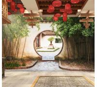 XLMING Three Dimensional Green Bamboo Vintage Architecture 3D Wallpaper Luxury Home Dining Decor Paste Sofa Living Room The Wall for Bedroom Mural-400cm×280cm