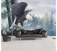 XLMING Three Dimensional Green Forest Eagle Landscape 3D Wallpaper Luxury Silk Study Dining Feature Sofa Grey Bedroom Living Room Tv Decorative Wall-350cm×256cm