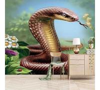 XLMING Three Dimensional Green Leaves Flowers Animals Snakes 3D Wallpaper Silky Texture Home Study Office Grey Dining Room Sofa Bedroom Living Room TV Backdrop-430cm×300cm