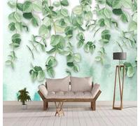 XLMING Three Dimensional Hand Painted Watercolour Green Leaves Vines 3D Wallpaper Premium Textured Silk Study Dining Living Room Bedroom Sofa TV Wall Easy Install-430cm×300cm