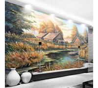 XLMING Three Dimensional Houses Rivers Forests Landscapes 3D Wallpaper Luxury Home Dining Decor Paste Sofa Living Room The Wall for Bedroom Mural-150cm×105cm