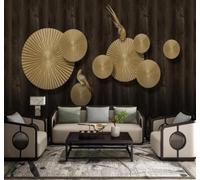 XLMING Three Dimensional Luxury Gold Circular Little Bird 3D Wallpaper Luxury Home Dining Decor Paste Sofa Living Room The Wall for Bedroom Mural-300cm×210cm