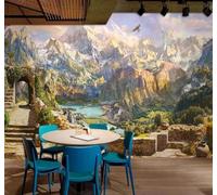 XLMING Three Dimensional Magnificent Mountains and Rivers Eagles Scenery 3D Wallpaper Luxury Home Dining Decor Paste Sofa Living Room The Wall for Bedroom Mural-400cm×280cm