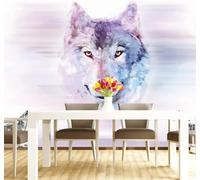 XLMING Three Dimensional Minimalist Watercolour Animals Wolf 3D Wallpaper Luxury Silk Study Dining Feature Sofa Grey Bedroom Living Room Tv Decorative Wall-430cm×300cm