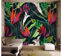 XLMING Three Dimensional Minimalist Watercolour Leaves Flowers 3D Wallpaper Premium Textured Silk Study Dining Living Room Bedroom Sofa TV Wall Easy Install-430cm×300cm