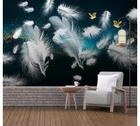 XLMING Three Dimensional Minimalist White Feathers Birds 3D Wallpaper Luxury Home Dining Decor Paste Sofa Living Room The Wall for Bedroom Mural-350cm×256cm