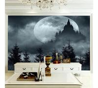 XLMING Three Dimensional Moon Castle Forest Night View 3D Wallpaper Premium Textured Silk Study Dining Living Room Bedroom Sofa TV Wall Easy Install-430cm×300cm