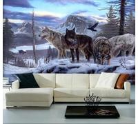 XLMING Three Dimensional Mountain Peaks Animals Wolves Snowy Scenery 3D Wallpaper Luxury Home Dining Decor Paste Sofa Living Room The Wall for Bedroom Mural-300cm×210cm