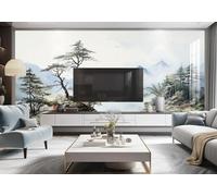 XLMING Three Dimensional Mountain Peaks Rivers Forests and Birds 3D Wallpaper Luxury Silk Study Dining Feature Sofa Grey Bedroom Living Room Tv Decorative Wall-200cm×140cm