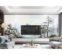 XLMING Three Dimensional Mountain Peaks Rivers Forests Art 3D Wallpaper Luxury Silk Study Dining Feature Sofa Grey Bedroom Living Room Tv Decorative Wall-200cm×140cm