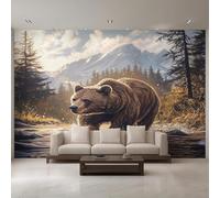 XLMING Three Dimensional Mountain Peaks Rivers Forests Bears 3D Wallpaper Luxury Home Dining Decor Paste Sofa Living Room The Wall for Bedroom Mural-430cm×300cm
