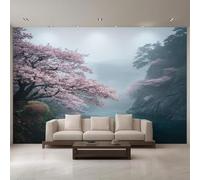 XLMING Three Dimensional Mountain Peaks Rivers Pink Flowers 3D Wallpaper Premium Textured Silk Study Dining Living Room Bedroom Sofa TV Wall Easy Install-200cm×140cm