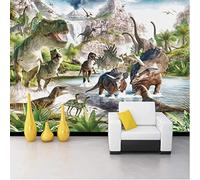 XLMING Three Dimensional Mountain Peaks Rivers Trees Dinosaurs 3D Wallpaper Luxury Silk Study Dining Feature Sofa Grey Bedroom Living Room Tv Decorative Wall-200cm×140cm
