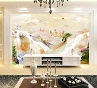 XLMING Three Dimensional Mountain Peaks Waterfall Birds in Flight Sunrise 3D Wallpaper Premium Textured Silk Study Dining Living Room Bedroom Sofa TV Wall Easy Install-400cm×280cm