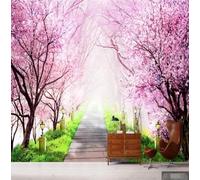 XLMING Three Dimensional Pink Forest Green Plants 3D Wallpaper Premium Textured Silk Study Dining Living Room Bedroom Sofa TV Wall Easy Install-250cm×170cm