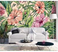 XLMING Three Dimensional Plants Green Leaves Pink Flowers 3D Wallpaper Luxury Home Dining Decor Paste Sofa Living Room The Wall for Bedroom Mural-200cm×140cm