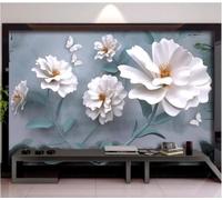 XLMING Three Dimensional Plants White Flowers Butterflies 3D Wallpaper Premium Textured Silk Study Dining Living Room Bedroom Sofa TV Wall Easy Install-200cm×140cm