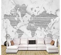 XLMING Three Dimensional Relief Abstract World Map Faux Marble 3D Wallpaper Silky Texture Home Study Office Grey Dining Room Sofa Bedroom Living Room TV Backdrop-350cm×256cm