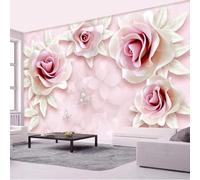 XLMING Three Dimensional Relief Pink Rose Butterfly Beautiful 3D Wallpaper Silky Texture Home Study Office Grey Dining Room Sofa Bedroom Living Room TV Backdrop-150cm×105cm