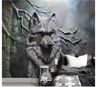 XLMING Three Dimensional Relief Wolf Forest Art 3D Wallpaper Luxury Home Dining Decor Paste Sofa Living Room The Wall for Bedroom Mural-200cm×140cm
