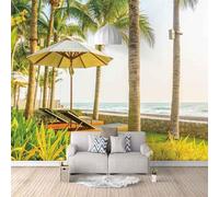 XLMING Three Dimensional Simple Sea Coconut Forest Creative 3D Wallpaper Textured Silk Easy Install Living Room Sofa Bedroom Dining Room Home Decoration Wall-430cm×300cm